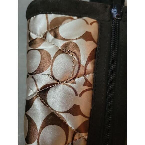 Coach Juniper Suede Brown/Gold Signature Zip Up Pom Poms Size 6B Women B… - Picture 9 of 9